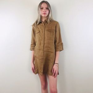 100% Linen Light Brown Mini Dress